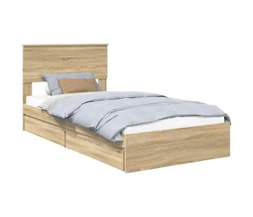 Gultas Rāmis Sonoma Ozols 100 X 200 Cm Inženierijas Koks Vidaxl