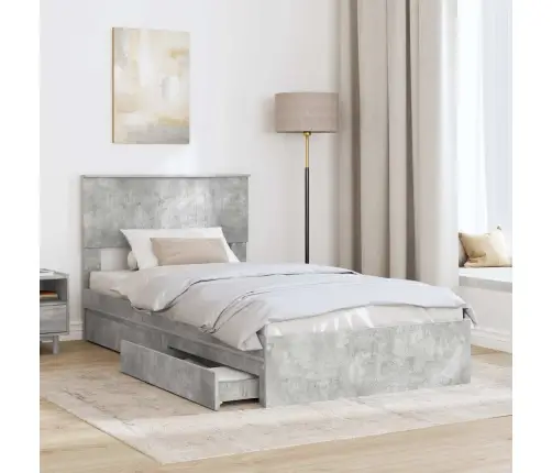 Gultas Rāmis Betona Pelēks 100 X 200 Cm Inženierijas Koks Vidaxl