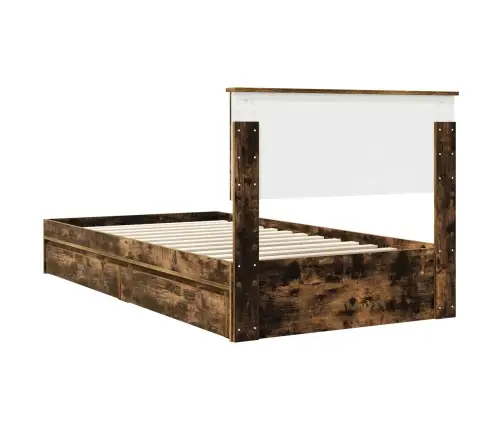 Laos Voodi Peaga Suitsetatud Tamm 100 X 200 Cm Tehispuit