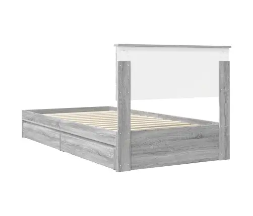 Gultas Rāmis Pelēks Sonoma 100 X 200 Cm Inženierijas Koks Vidaxl