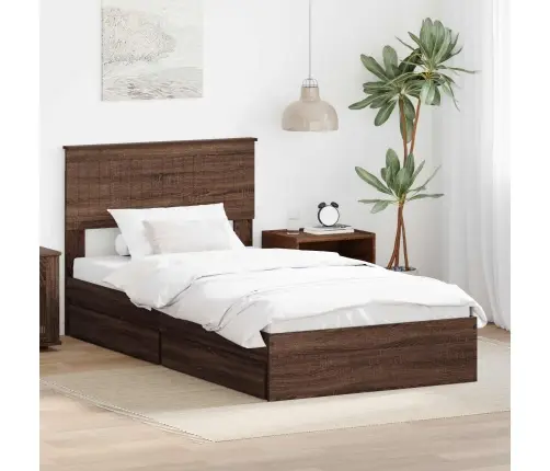 Saugos Lova Rudas Ąžuolas 100 X 200 Cm Apdirbta Mediena