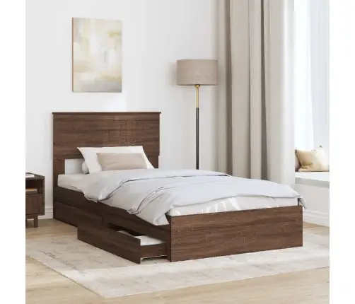 Saugos Lova Rudas Ąžuolas 100 X 200 Cm Apdirbta Mediena