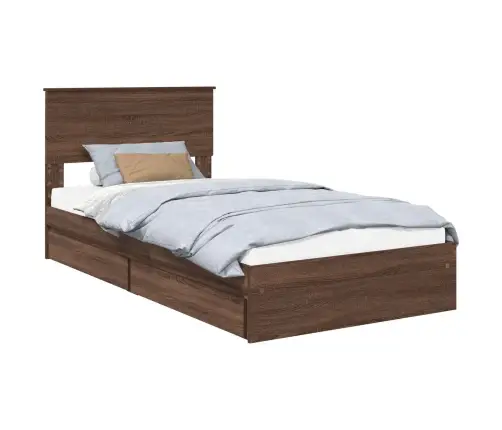 Saugos Lova Rudas Ąžuolas 100 X 200 Cm Apdirbta Mediena