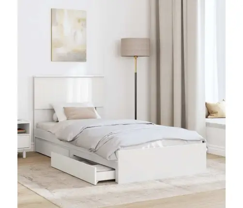 Gultas Rāmis Ar Atvilktni Balts 90 X 200 Cm Inženierijas Koks Vidaxl