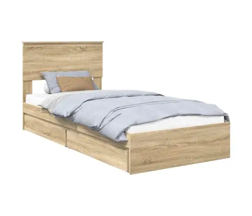 Gultas Rāmis Sonoma Ozols 90 X 200 Cm Inženierijas Koks Vidaxl