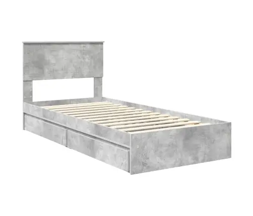 Gultas Rāmis Betona Pelēks 90 X 200 Cm Inženierijas Koks Vidaxl