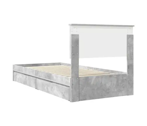 Gultas Rāmis Betona Pelēks 90 X 200 Cm Inženierijas Koks Vidaxl