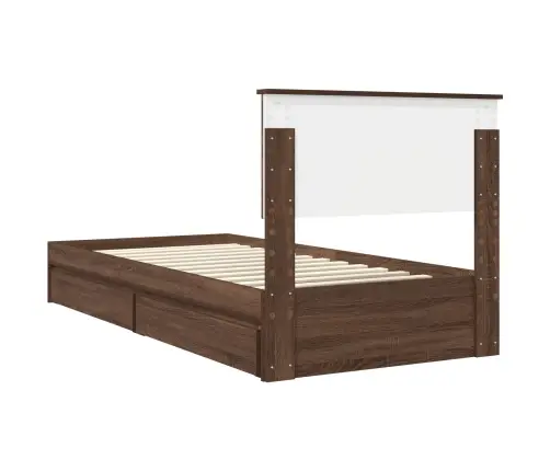 Laos Voodi Peaga Sahtliga Pruun Tamme 90 X 200 Cm Tehispuit