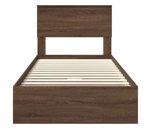 Laos Voodi Peaga Sahtliga Pruun Tamme 90 X 200 Cm Tehispuit