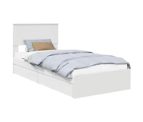 Saugos Lova Su Galvūgalio Balta 90 X 190 Cm Apdirbta Mediena