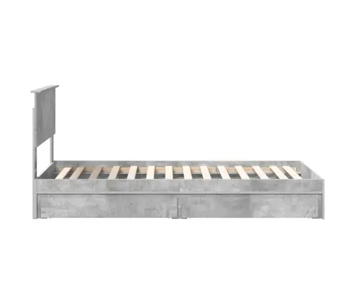 Gultas Rāmis Betona Pelēks 90 X 190 Cm Inženierijas Koks Vidaxl