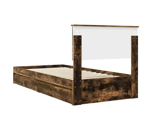 Laos Voodi Peaga Suitsetatud Tamm 90 X 190 Cm Tehispuit