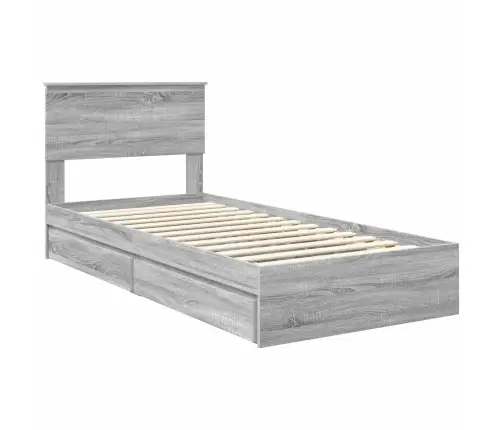 Gultas Rāmis Pelēks Sonoma 90 X 190 Cm Inženierijas Koks Vidaxl