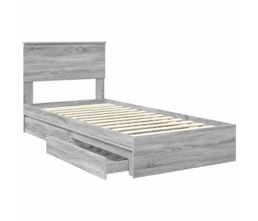 Gultas Rāmis Pelēks Sonoma 90 X 190 Cm Inženierijas Koks Vidaxl