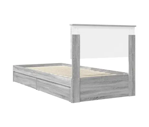 Gultas Rāmis Pelēks Sonoma 90 X 190 Cm Inženierijas Koks Vidaxl