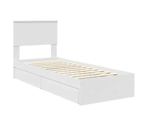 Gultas Rāmis Ar Atvilktni Balts 75 X 190 Cm Inženierijas Koks Vidaxl