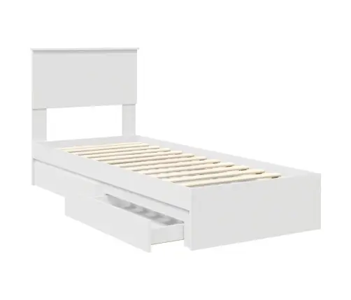 Gultas Rāmis Ar Atvilktni Balts 75 X 190 Cm Inženierijas Koks Vidaxl