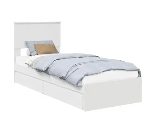 Gultas Rāmis Ar Atvilktni Balts 75 X 190 Cm Inženierijas Koks Vidaxl