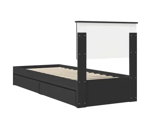 Saugos Lova Su Galvūgalio Juoda 75 X 190 Cm Apdirbta Mediena