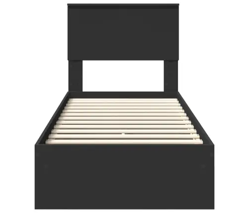 Saugos Lova Su Galvūgalio Juoda 75 X 190 Cm Apdirbta Mediena