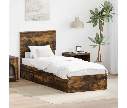 Gultas Rāmis Dūmaka Ozols 75 X 190 Cm Inženierijas Koks Vidaxl