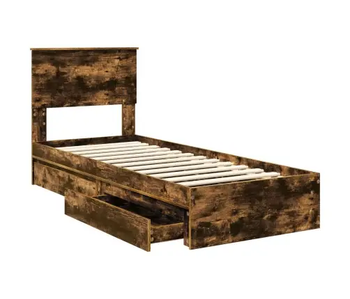 Gultas Rāmis Dūmaka Ozols 75 X 190 Cm Inženierijas Koks Vidaxl