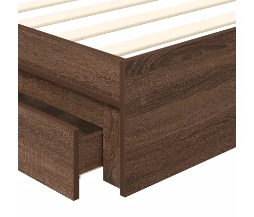 Gultas Rāmis Brūns Ozols 75 X 190 Cm Inženierijas Koks Vidaxl