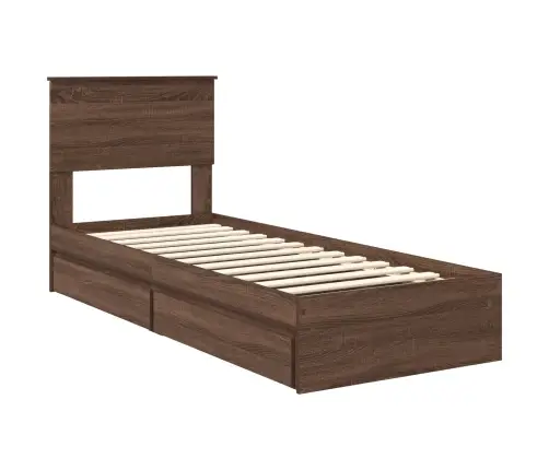 Gultas Rāmis Brūns Ozols 75 X 190 Cm Inženierijas Koks Vidaxl