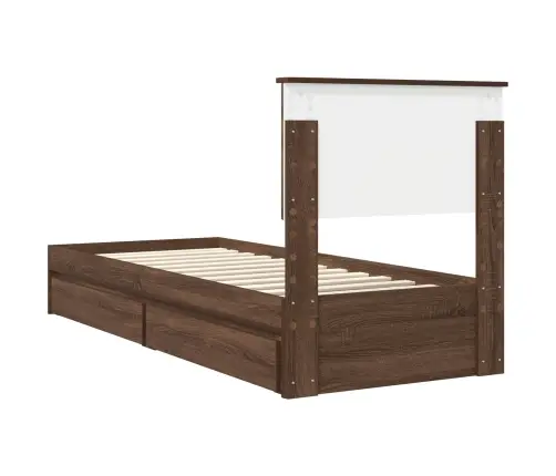 Gultas Rāmis Brūns Ozols 75 X 190 Cm Inženierijas Koks Vidaxl