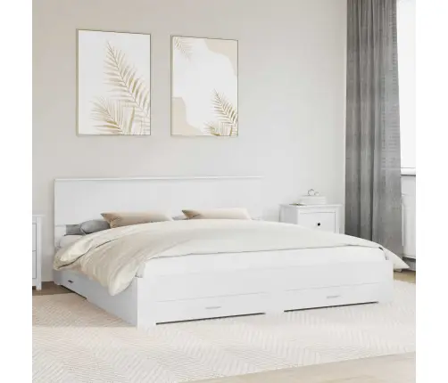 Lovos Rėmas Su Galvūgalio Balta 200 X 200 Cm Apdirbta Mediena