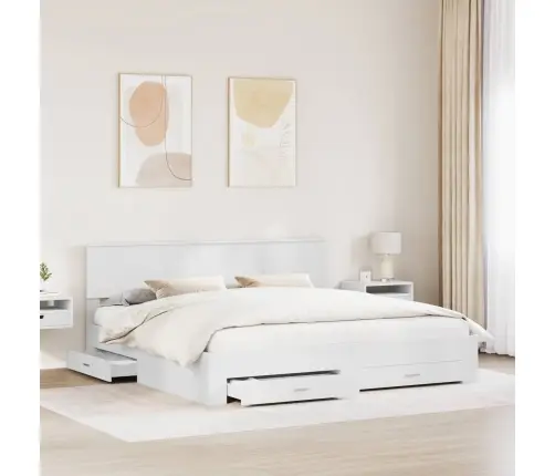 Lovos Rėmas Su Galvūgalio Balta 200 X 200 Cm Apdirbta Mediena