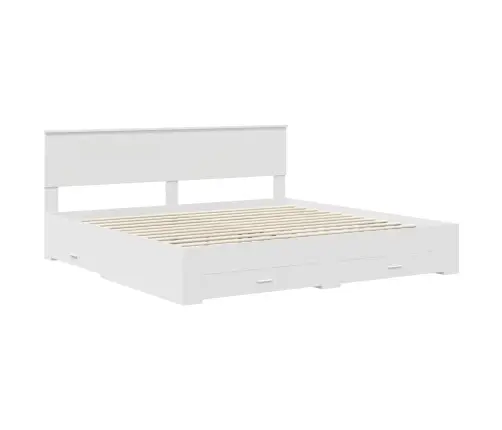 Lovos Rėmas Su Galvūgalio Balta 200 X 200 Cm Apdirbta Mediena