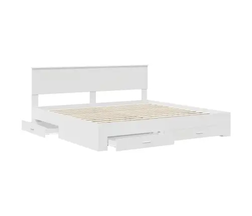 Lovos Rėmas Su Galvūgalio Balta 200 X 200 Cm Apdirbta Mediena