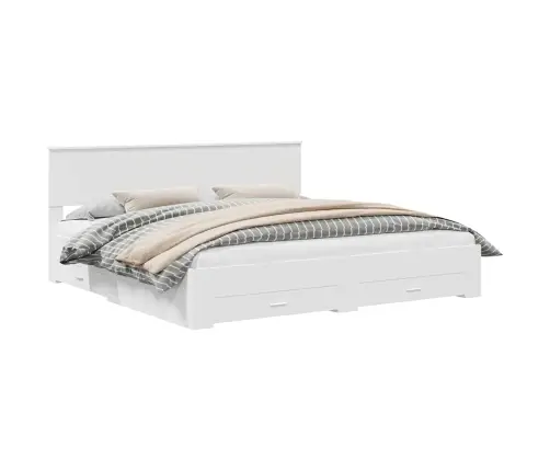 Lovos Rėmas Su Galvūgalio Balta 200 X 200 Cm Apdirbta Mediena