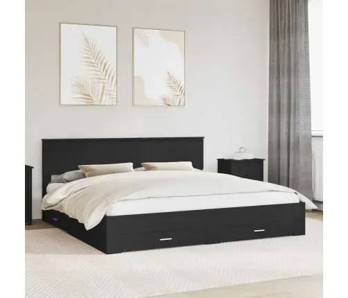 Lovos Rėmas Juodas Ir Sidabrinis 200 X 200 Cm Apdirbta Mediena