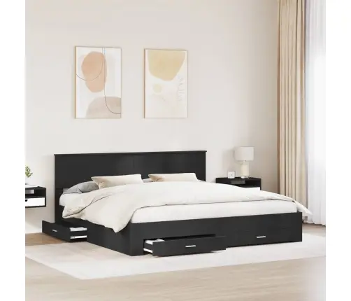 Lovos Rėmas Juodas Ir Sidabrinis 200 X 200 Cm Apdirbta Mediena