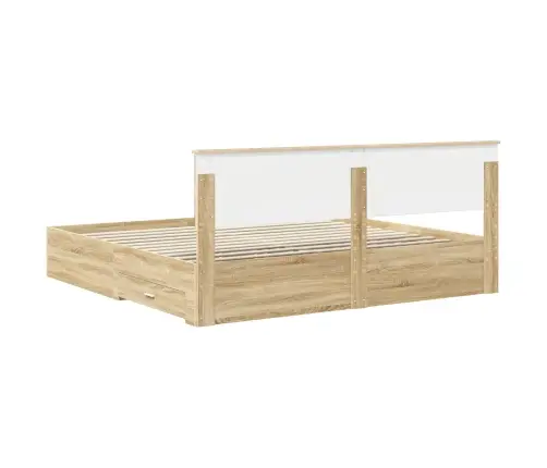 Gultas Rāmis Sonoma Ozols 200 X 200 Cm Inženierijas Koks Vidaxl