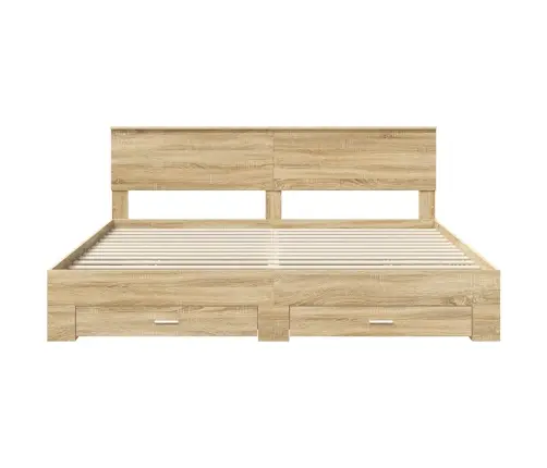 Gultas Rāmis Sonoma Ozols 200 X 200 Cm Inženierijas Koks Vidaxl