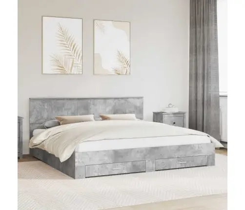 Voodi Raam Peaga Sahtliga Betoonhall 200 X 200 Cm Tehispuit