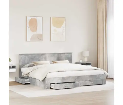 Voodi Raam Peaga Sahtliga Betoonhall 200 X 200 Cm Tehispuit