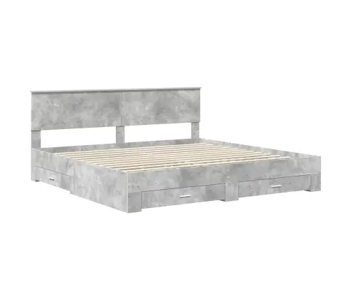 Voodi Raam Peaga Sahtliga Betoonhall 200 X 200 Cm Tehispuit