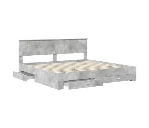 Voodi Raam Peaga Sahtliga Betoonhall 200 X 200 Cm Tehispuit