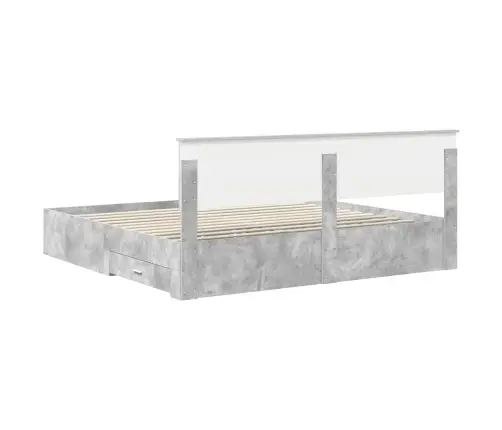 Voodi Raam Peaga Sahtliga Betoonhall 200 X 200 Cm Tehispuit