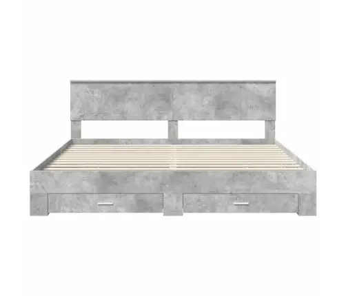 Voodi Raam Peaga Sahtliga Betoonhall 200 X 200 Cm Tehispuit