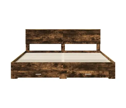 Gultas Rāmis Dūmaka Ozols 200 X 200 Cm Inženierijas Koks Vidaxl