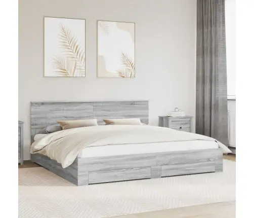 Lovos Rėmas Pilkas Sonoma 200 X 200 Cm Apdirbta Mediena