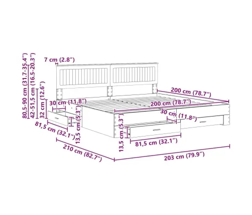 Lovos Rėmas Pilkas Sonoma 200 X 200 Cm Apdirbta Mediena