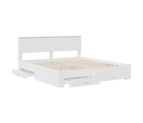 Lovos Rėmas Su Galvūgalio Balta 180 X 200 Cm Apdirbta Mediena