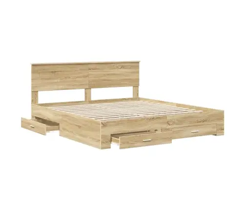 Voodi Raam Peaga Sahtliga Sonoma Tamm 180 X 200 Cm Tehispuit