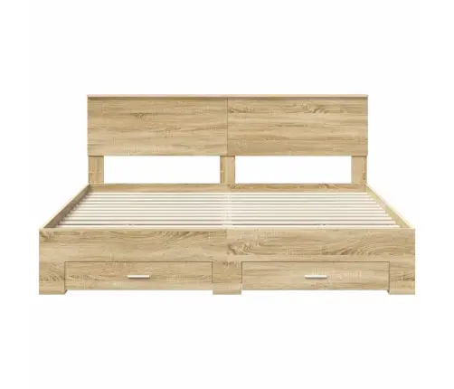 Voodi Raam Peaga Sahtliga Sonoma Tamm 180 X 200 Cm Tehispuit